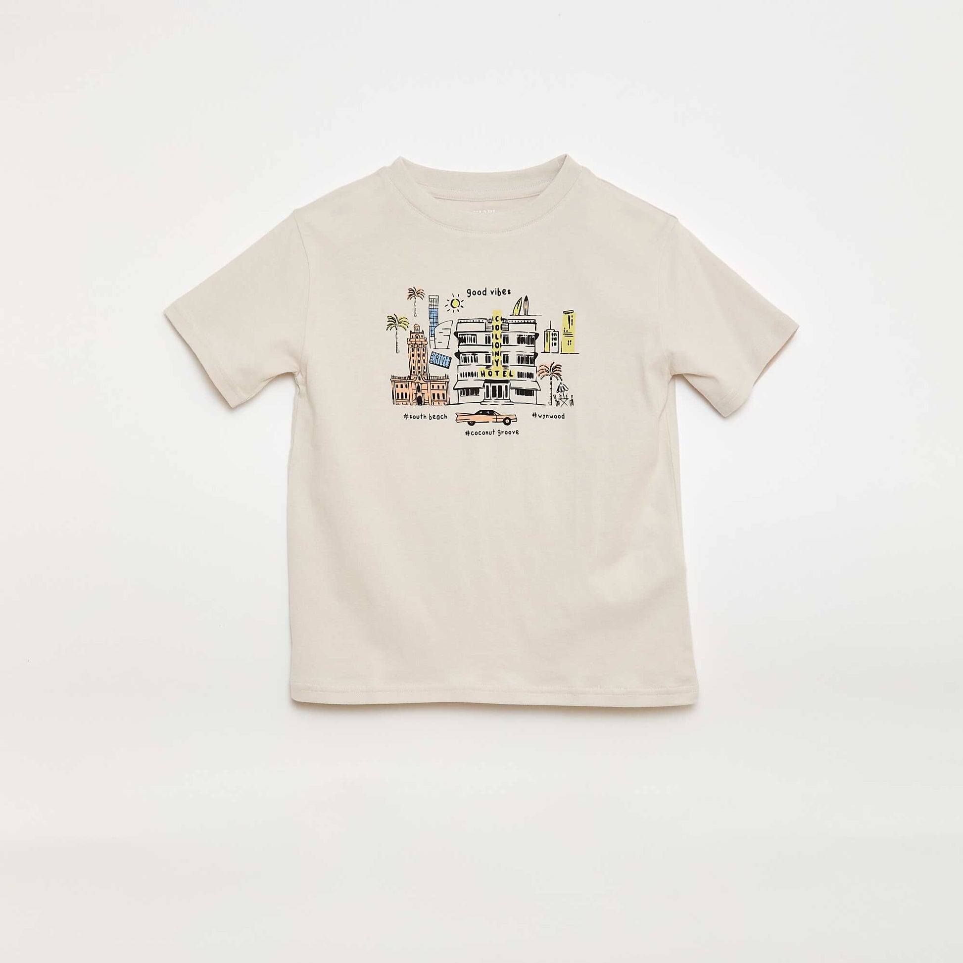 T-shirt à manches courtes imprimé BEIGE