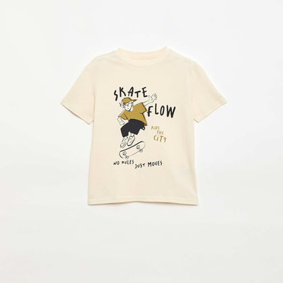 T-shirt à manches courtes imprimé BLANC