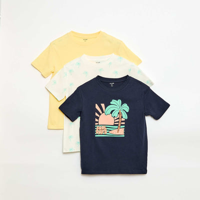 Lot de 3 t-shirts en coton BLEU