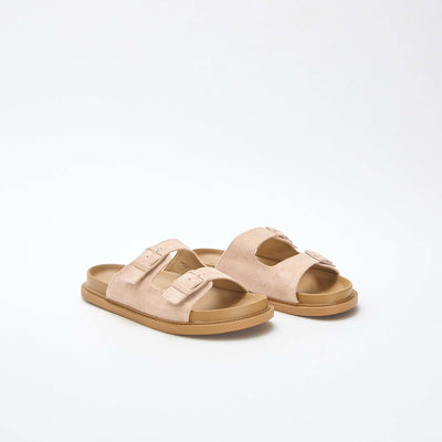 Mules en suédine à double bride BEIGE