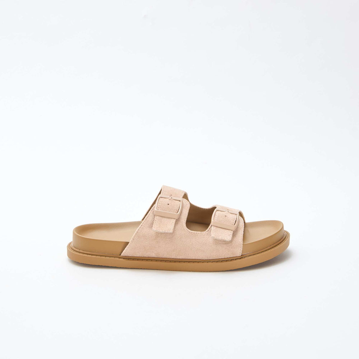 Mules en suédine à double bride BEIGE