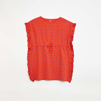 Robe forme poncho volantée ORANGE