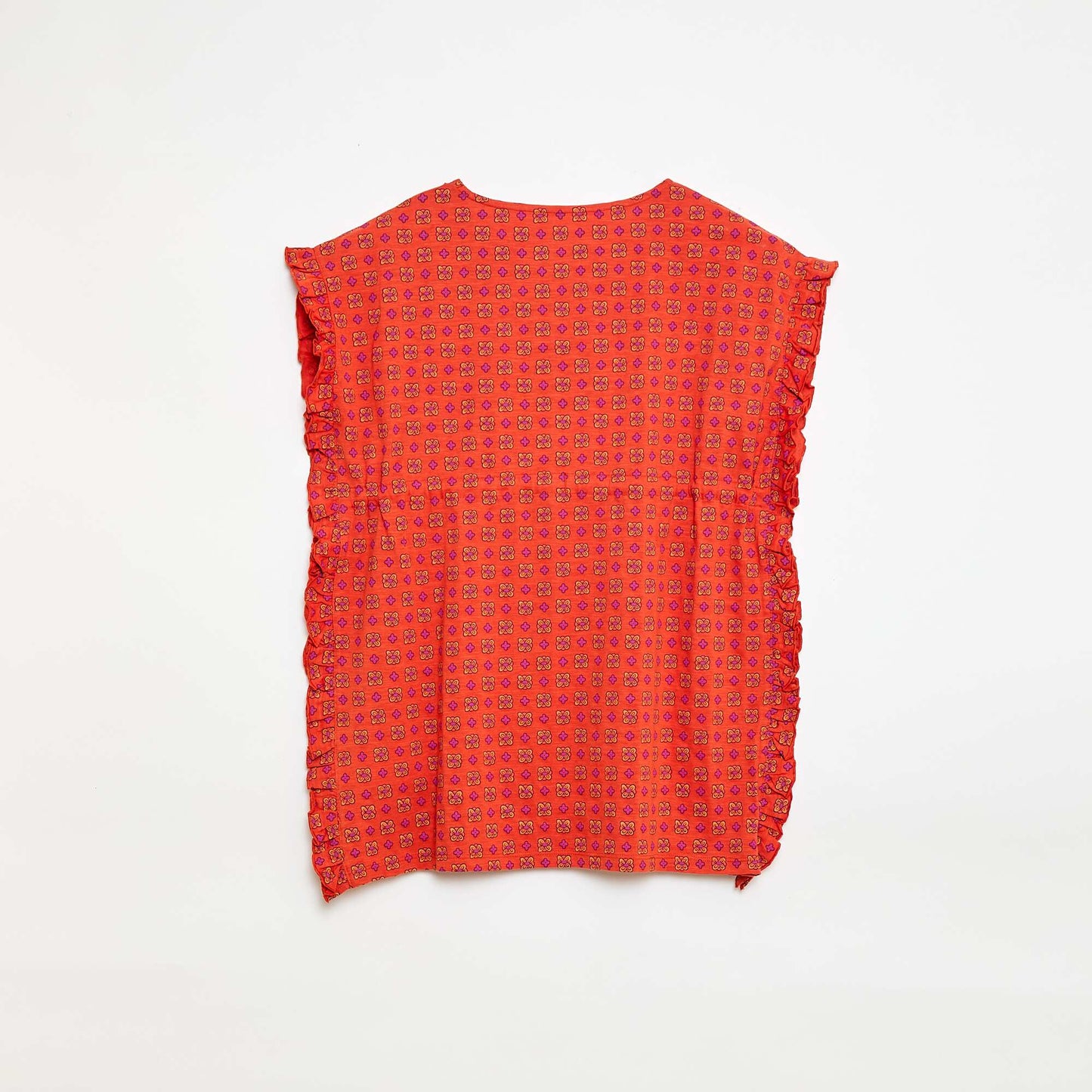Robe forme poncho volantée ORANGE