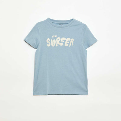 T-shirt imprimé à message BLEU