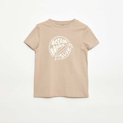 T-shirt imprimé à message BEIGE
