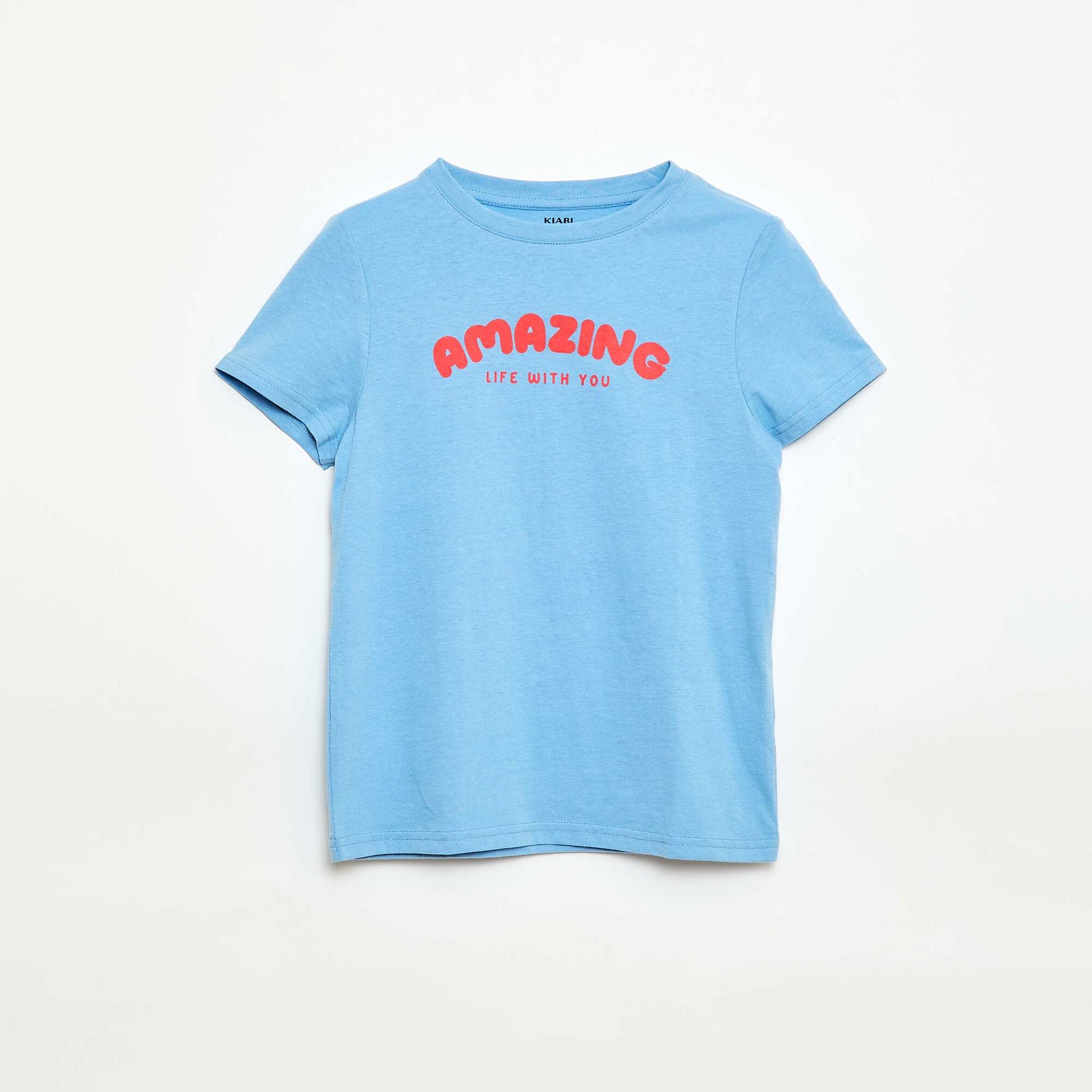 T-shirt imprimé à message BLEU