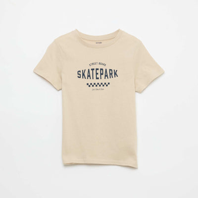 T-shirt imprimé à message BEIGE