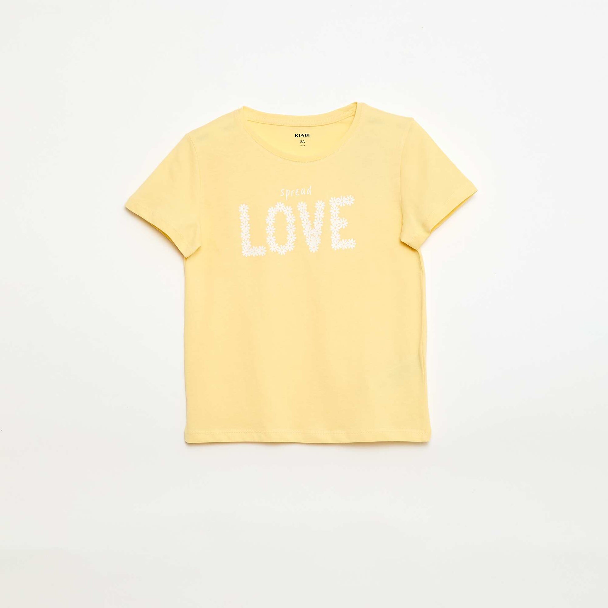 T-shirt imprimé message à manches courtes JAUNE