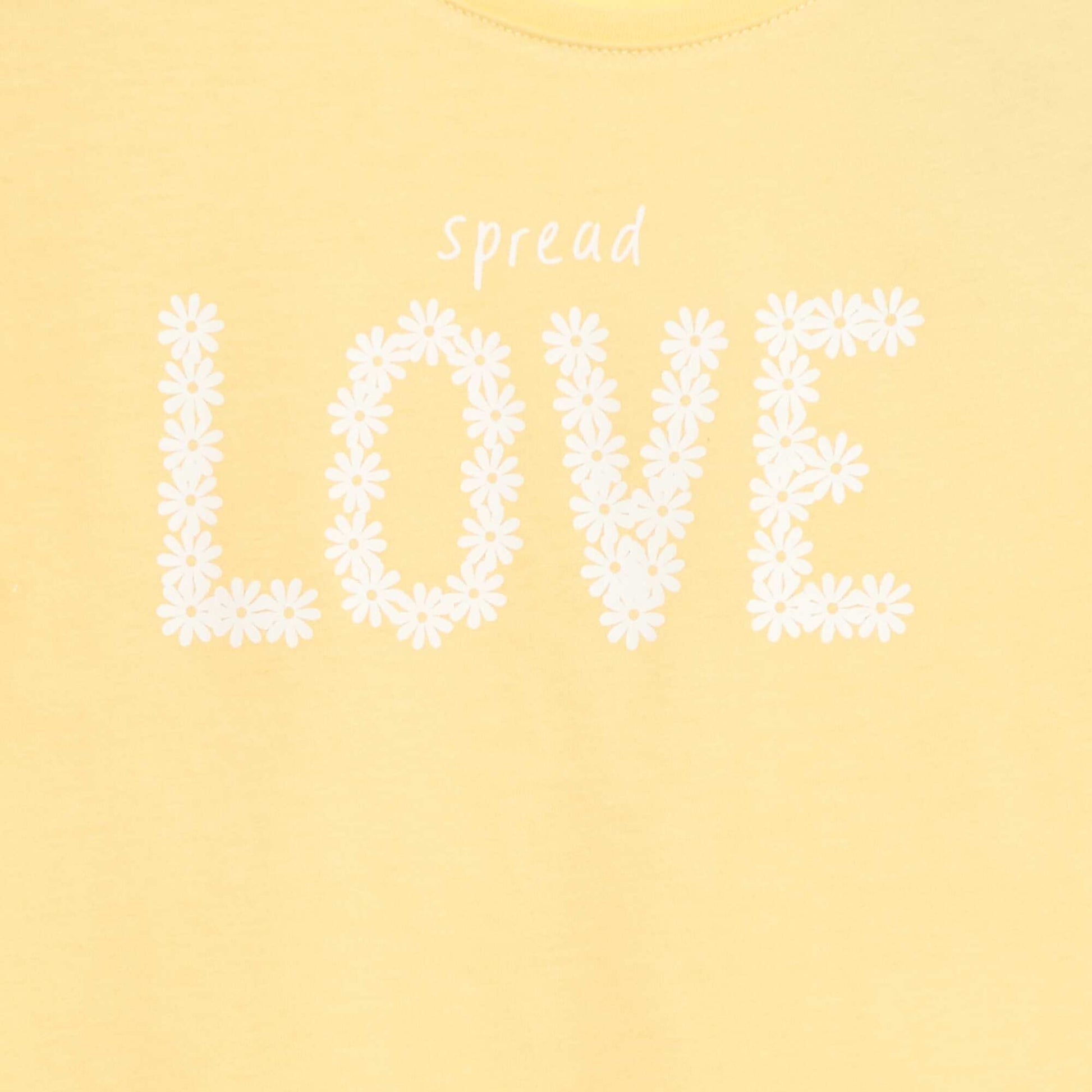 T-shirt imprimé message à manches courtes JAUNE