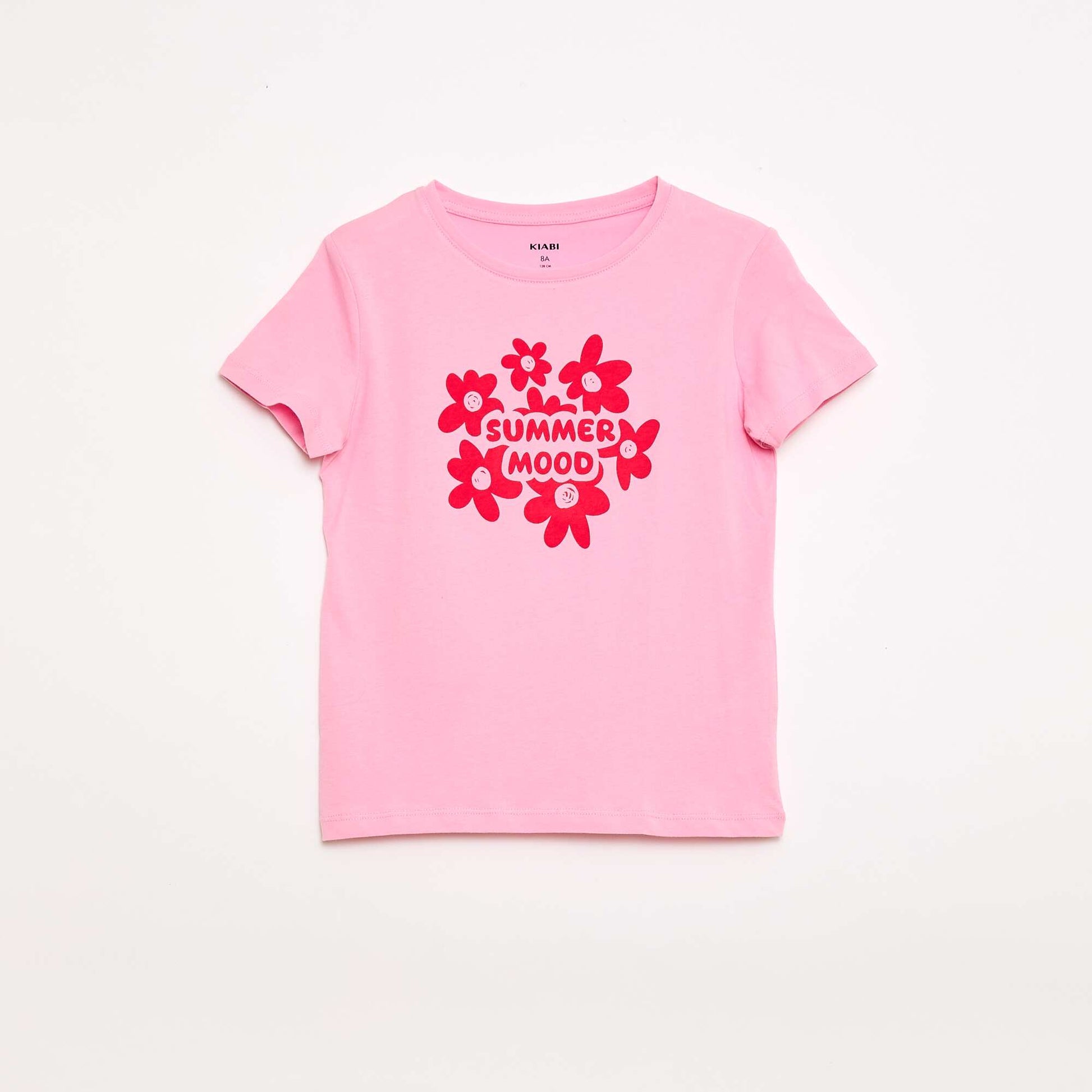 T-shirt imprimé message à manches courtes ROSE
