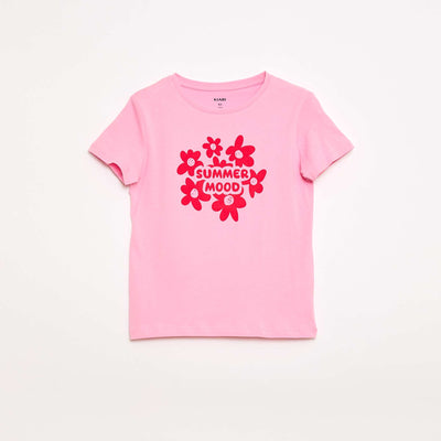 T-shirt imprimé message à manches courtes ROSE