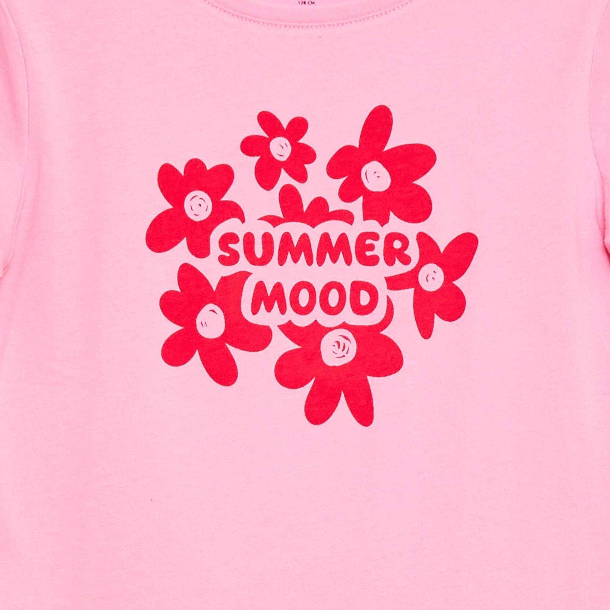 T-shirt imprimé message à manches courtes ROSE