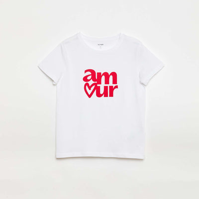 T-shirt imprimé message à manches courtes BLANC