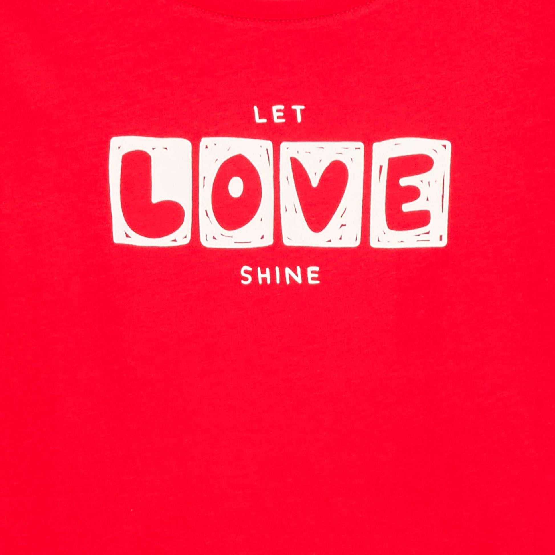 T-shirt imprimé message à manches courtes ROUGE