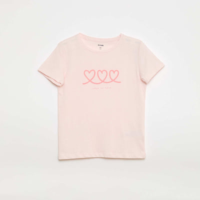 T-shirt imprimé message à manches courtes ROSE