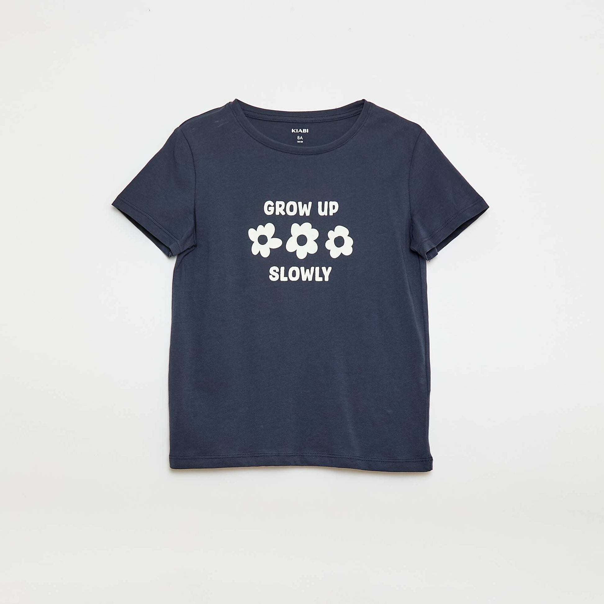 T-shirt imprimé message à manches courtes BLEU
