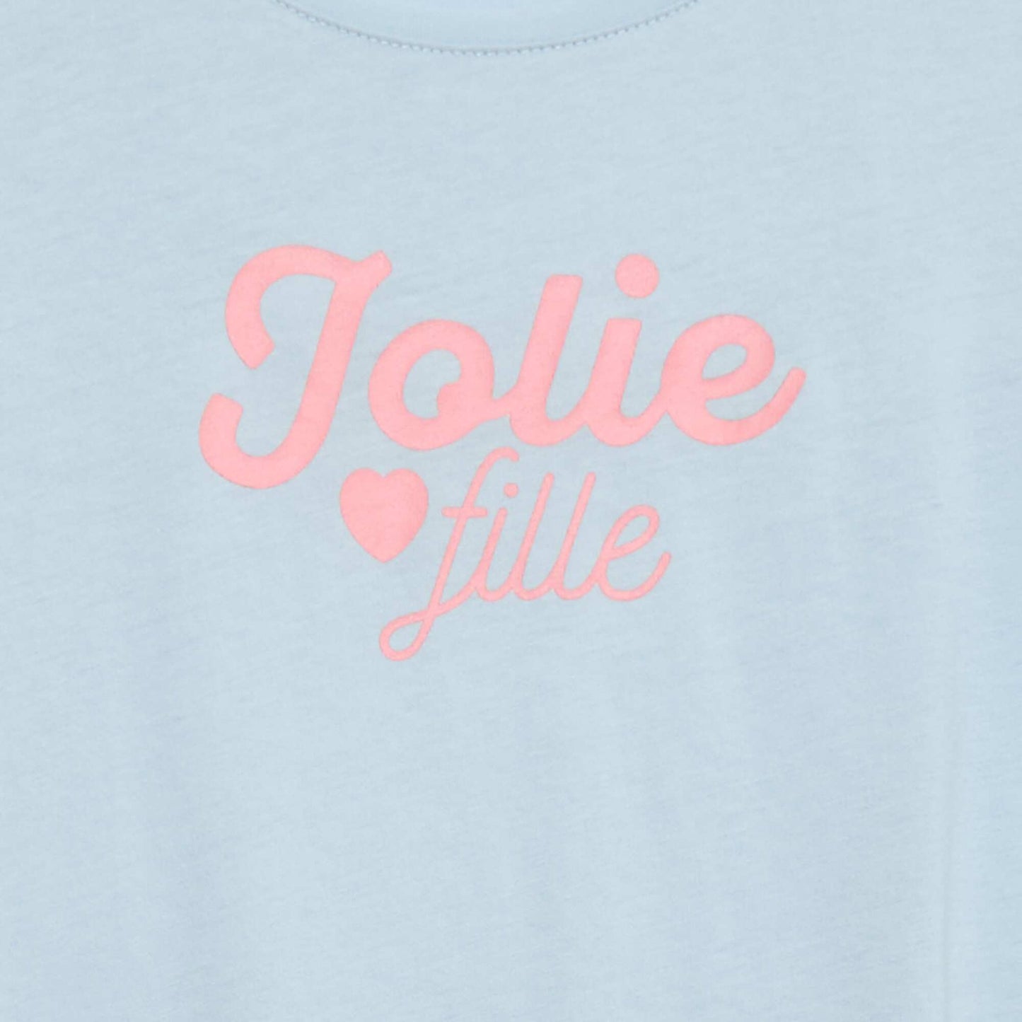 T-shirt imprimé message à manches courtes BLEU