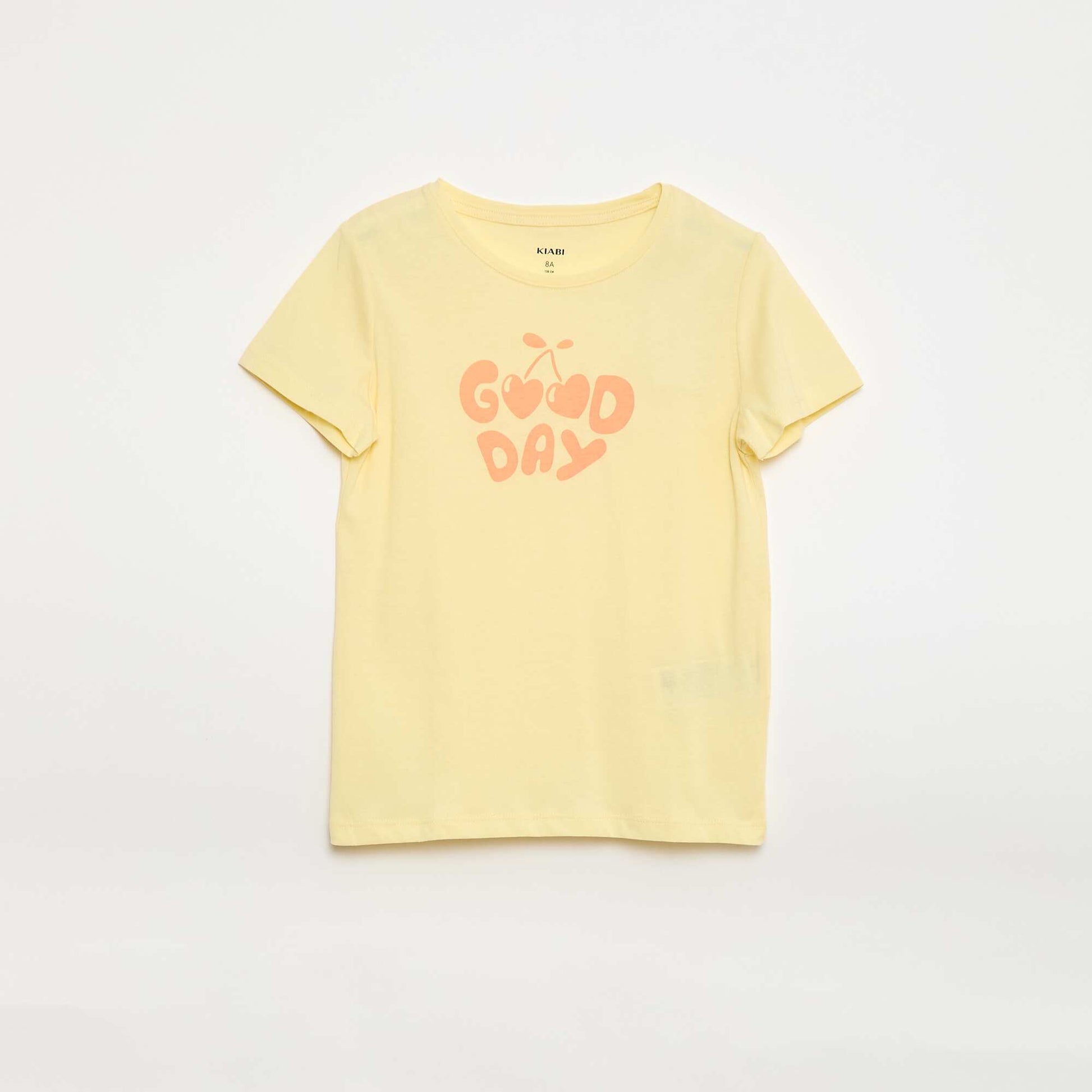 T-shirt imprimé message à manches courtes JAUNE