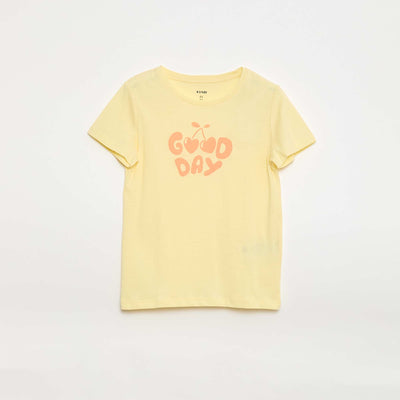 T-shirt imprimé message à manches courtes JAUNE