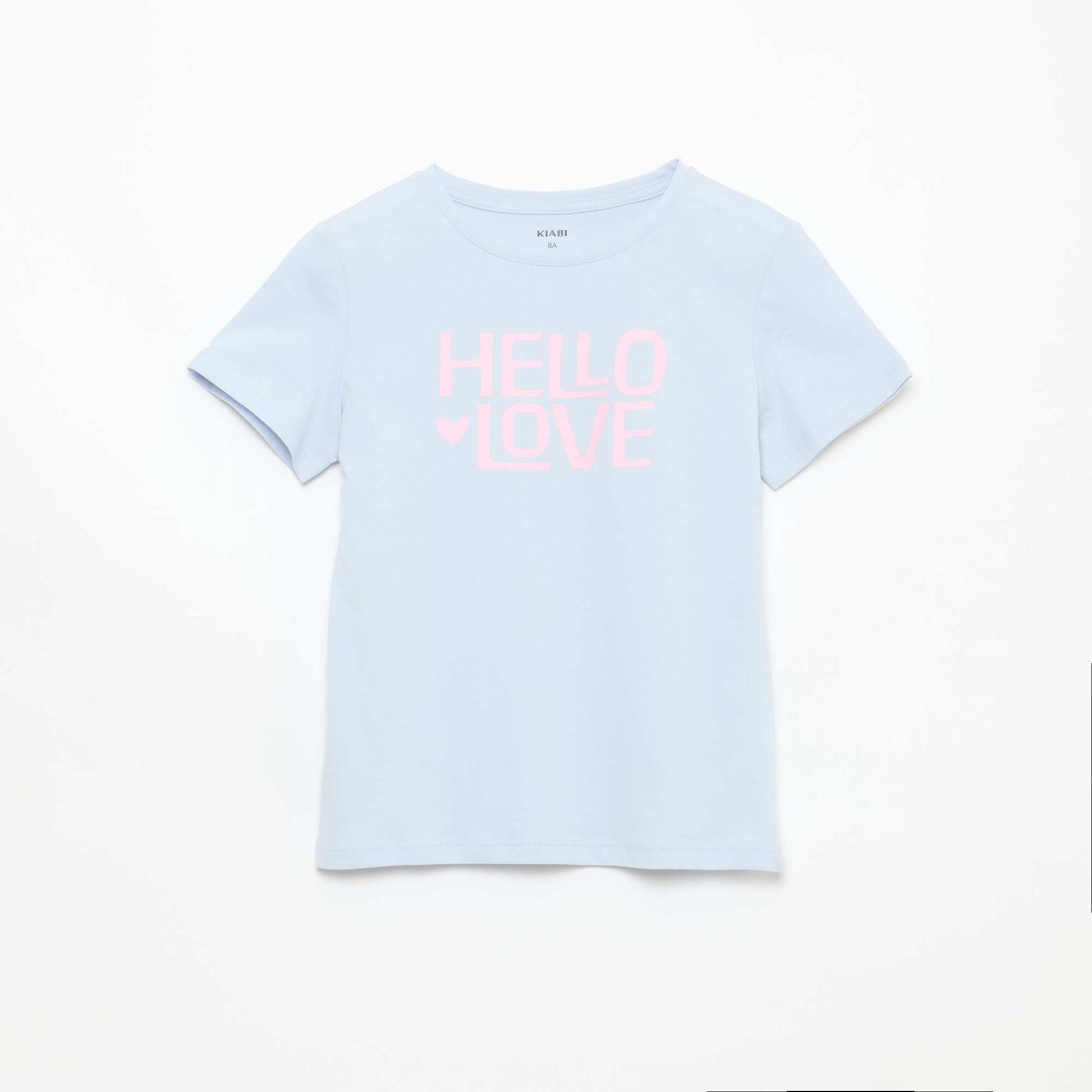 T-shirt imprimé message à manches courtes BLEU