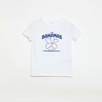 T-shirt imprimé message à manches courtes BLEU