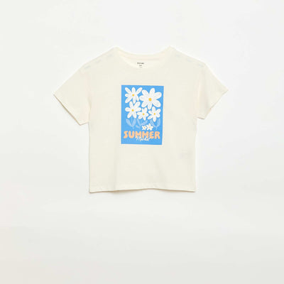 T-shirt imprimé fantaisie BLANC