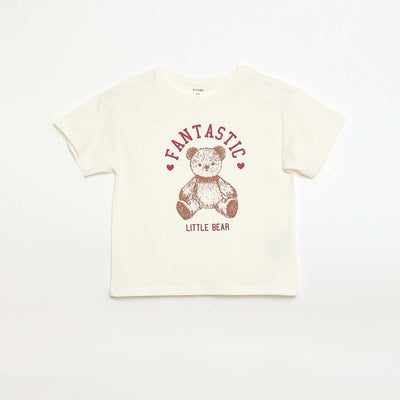 T-shirt imprimé fantaisie BLANC