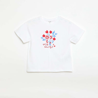 T-shirt imprimé fantaisie BLANC
