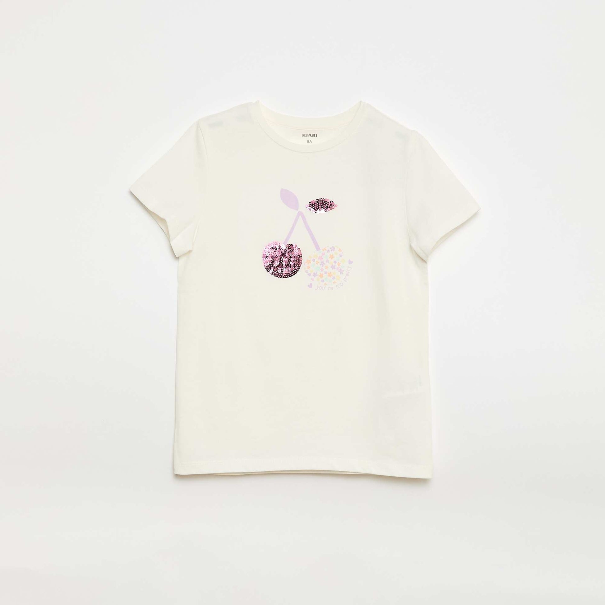 T-shirt à manches courtes avec animation BLANC
