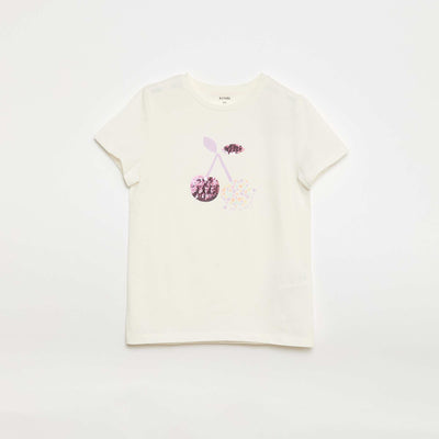 T-shirt à manches courtes avec animation BLANC