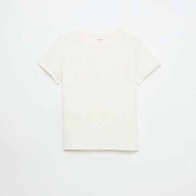 T-shirt à manches courtes avec animation BLANC