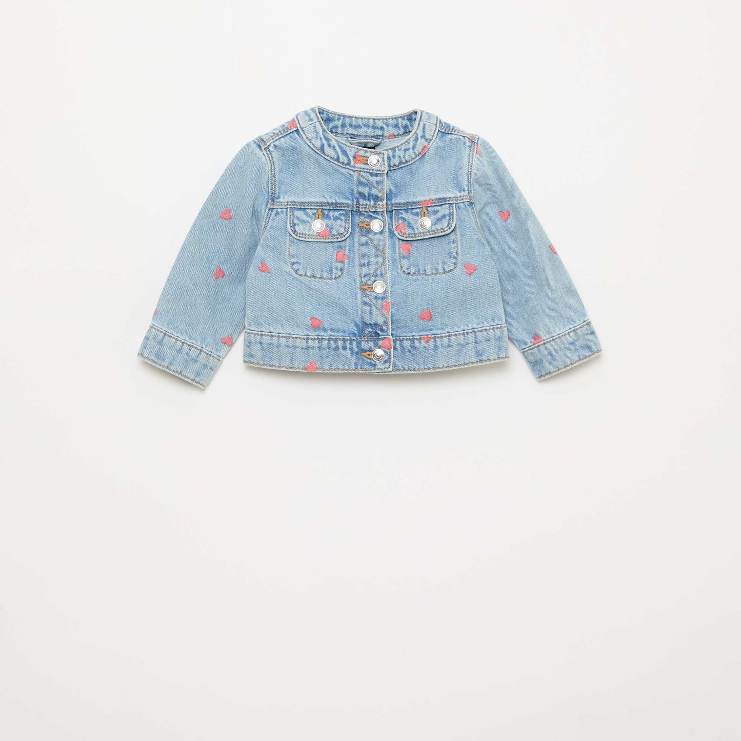 Veste en denim à col rond BLEU