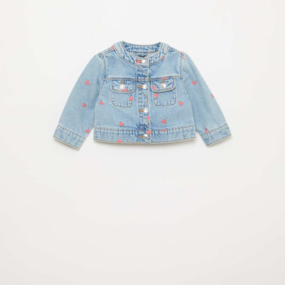 Veste en denim à col rond BLEU