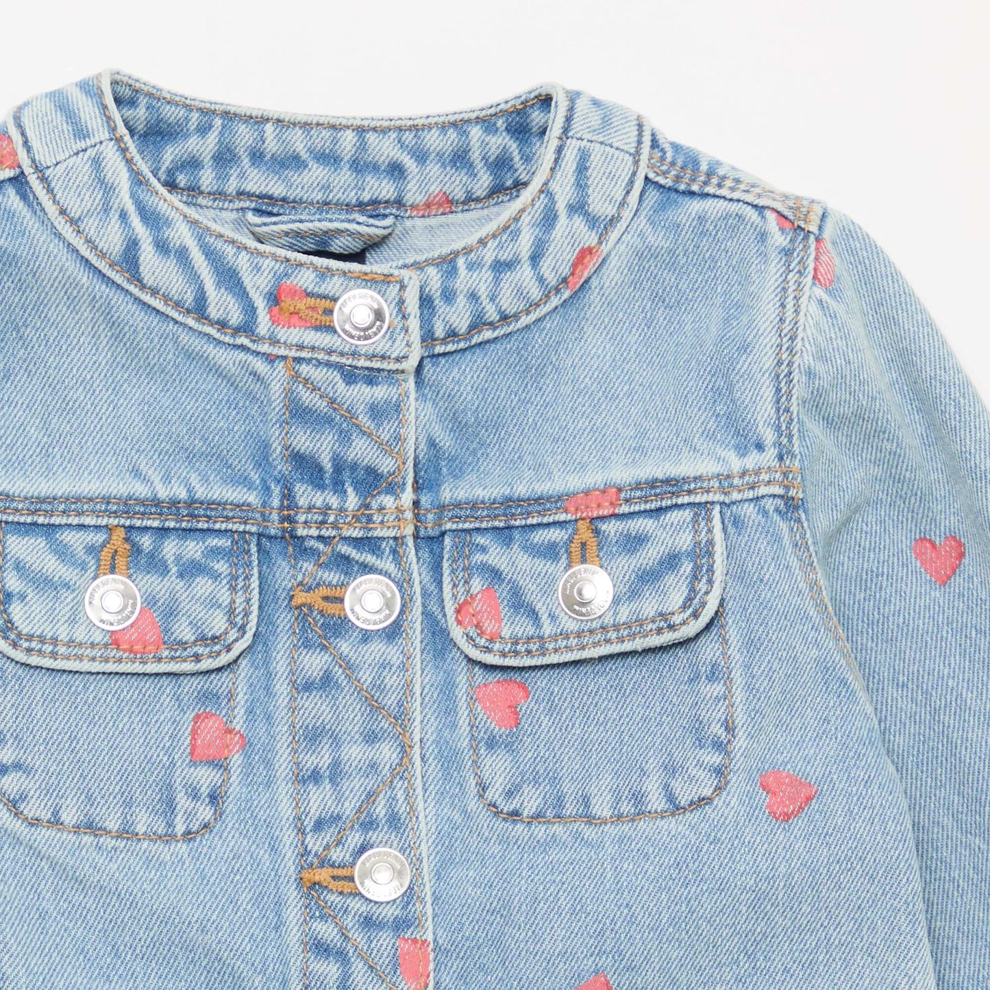 Veste en denim à col rond BLEU