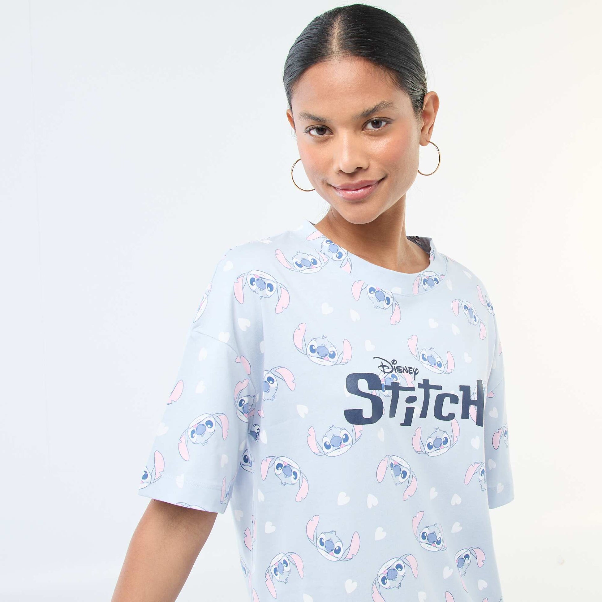 Chemise de nuit tee-shirt 'Stitch' BLEU