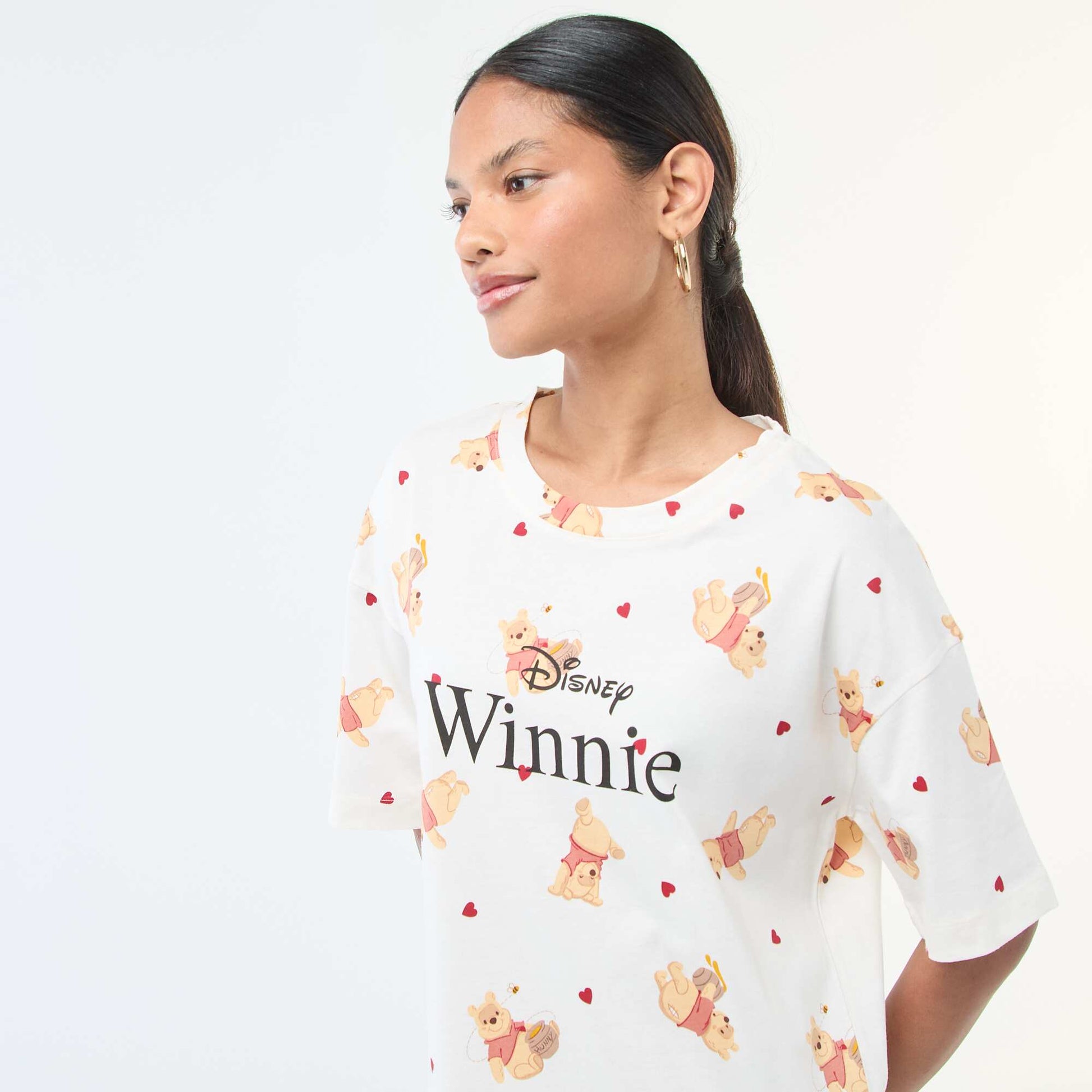 Chemise de nuit tee-shirt 'Winnie' BLANC