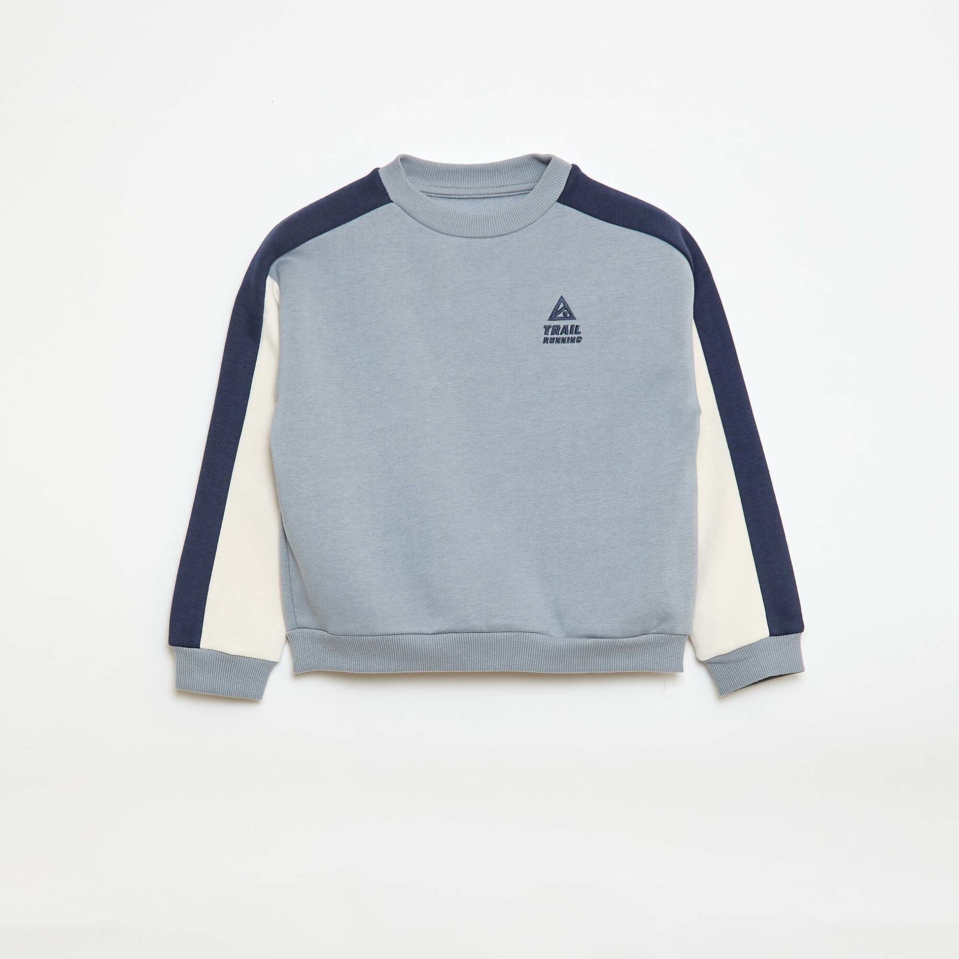 Sweat à col rond color block BLEU
