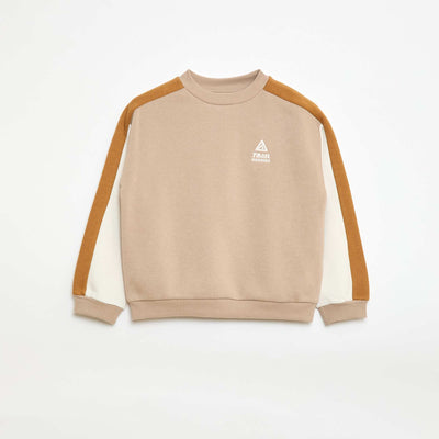 Sweat à col rond color block BEIGE