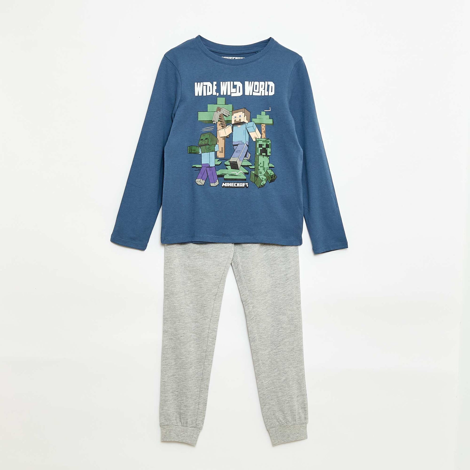 Pyjama long 'Minecraft' - 2 pièces GRIS/BLEU