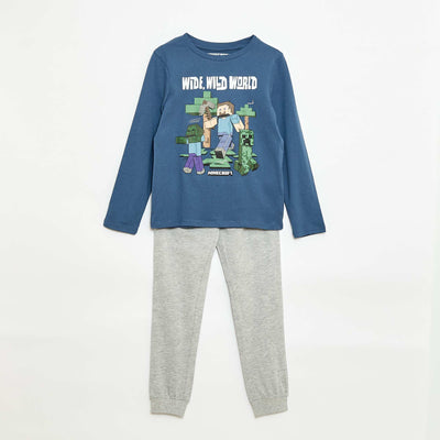 Pyjama long 'Minecraft' - 2 pièces GRIS/BLEU
