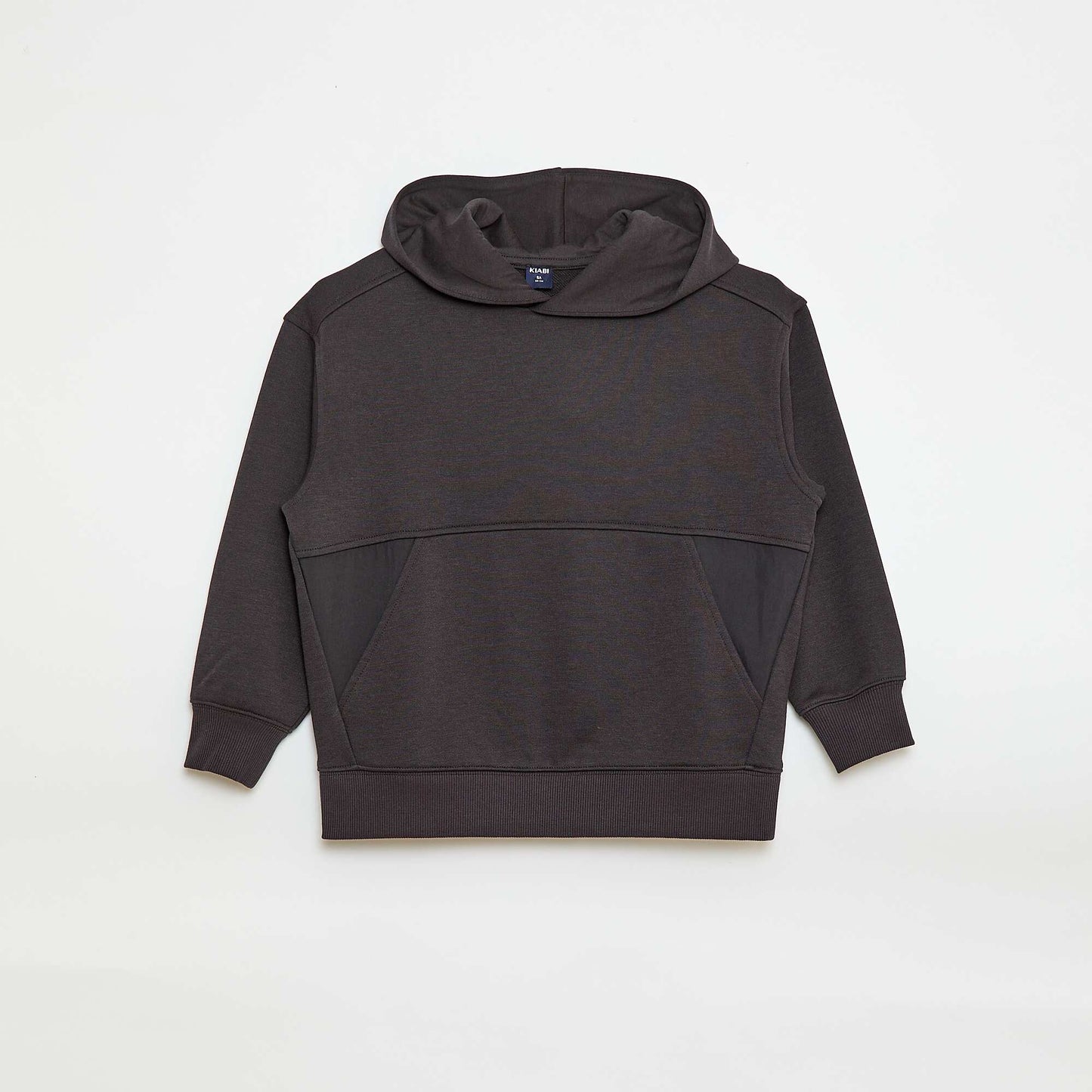 Sweat à capuche uni avec poche kangourou NOIR