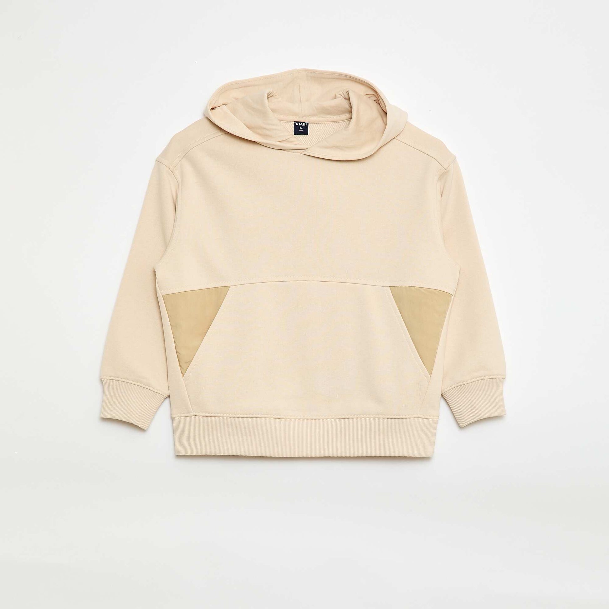 Sweat à capuche uni avec poche kangourou BEIGE