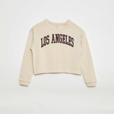 T-shirt imprimé à manches longues BLANC
