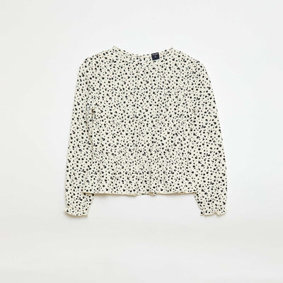 Blouse à motif en maille crêpée BLANC