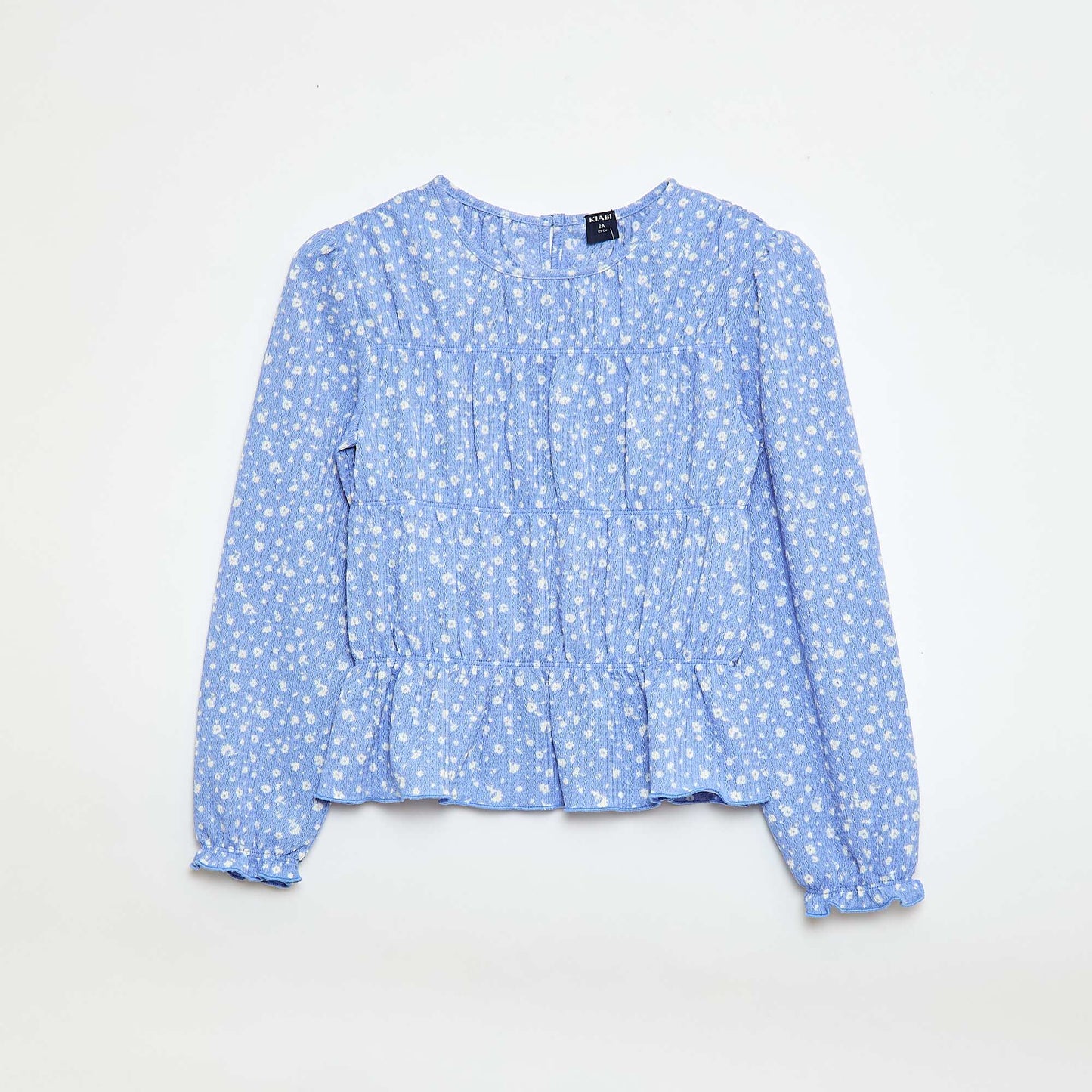 Blouse à motif en maille crêpée BLEU