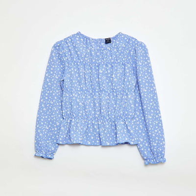 Blouse à motif en maille crêpée BLEU