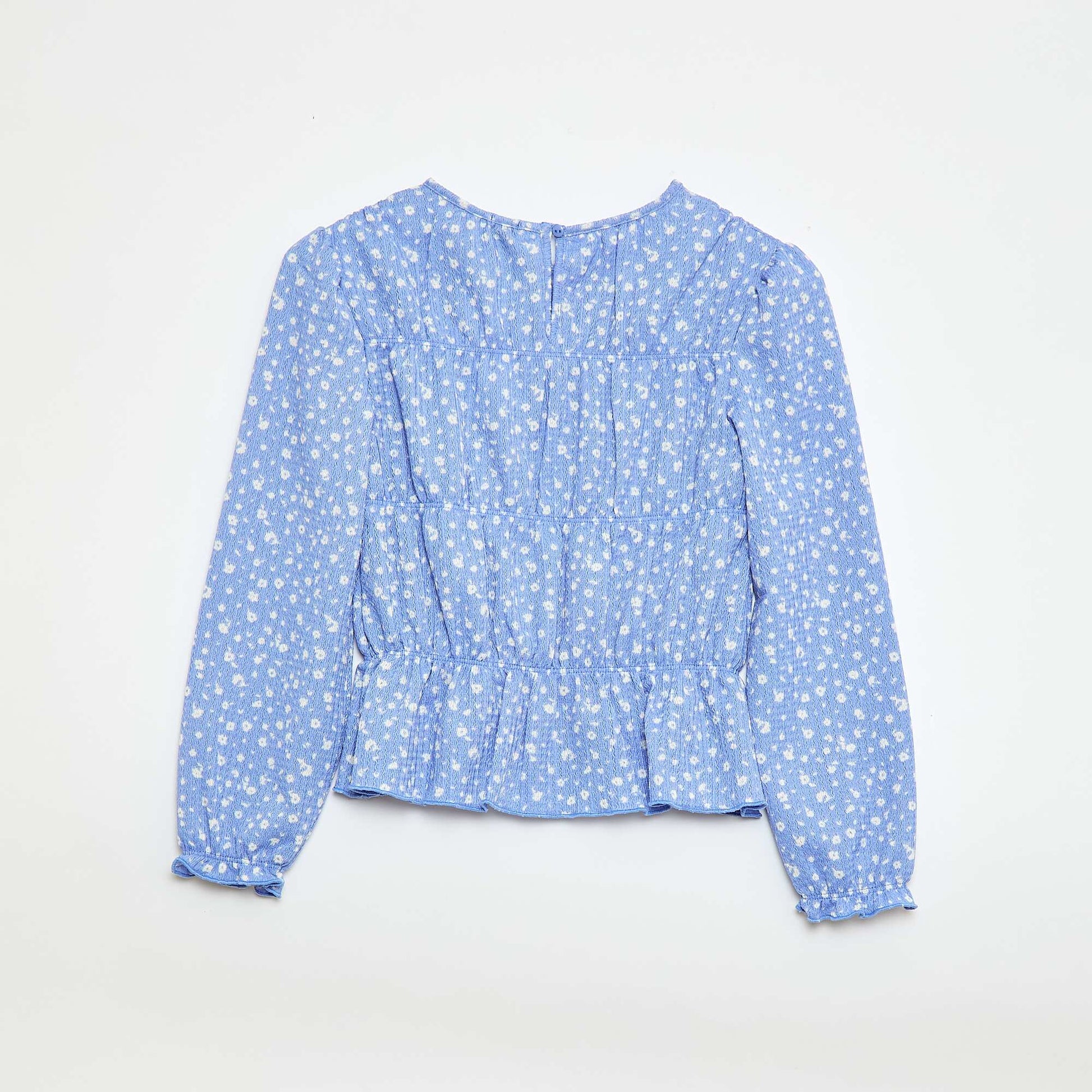 Blouse à motif en maille crêpée BLEU