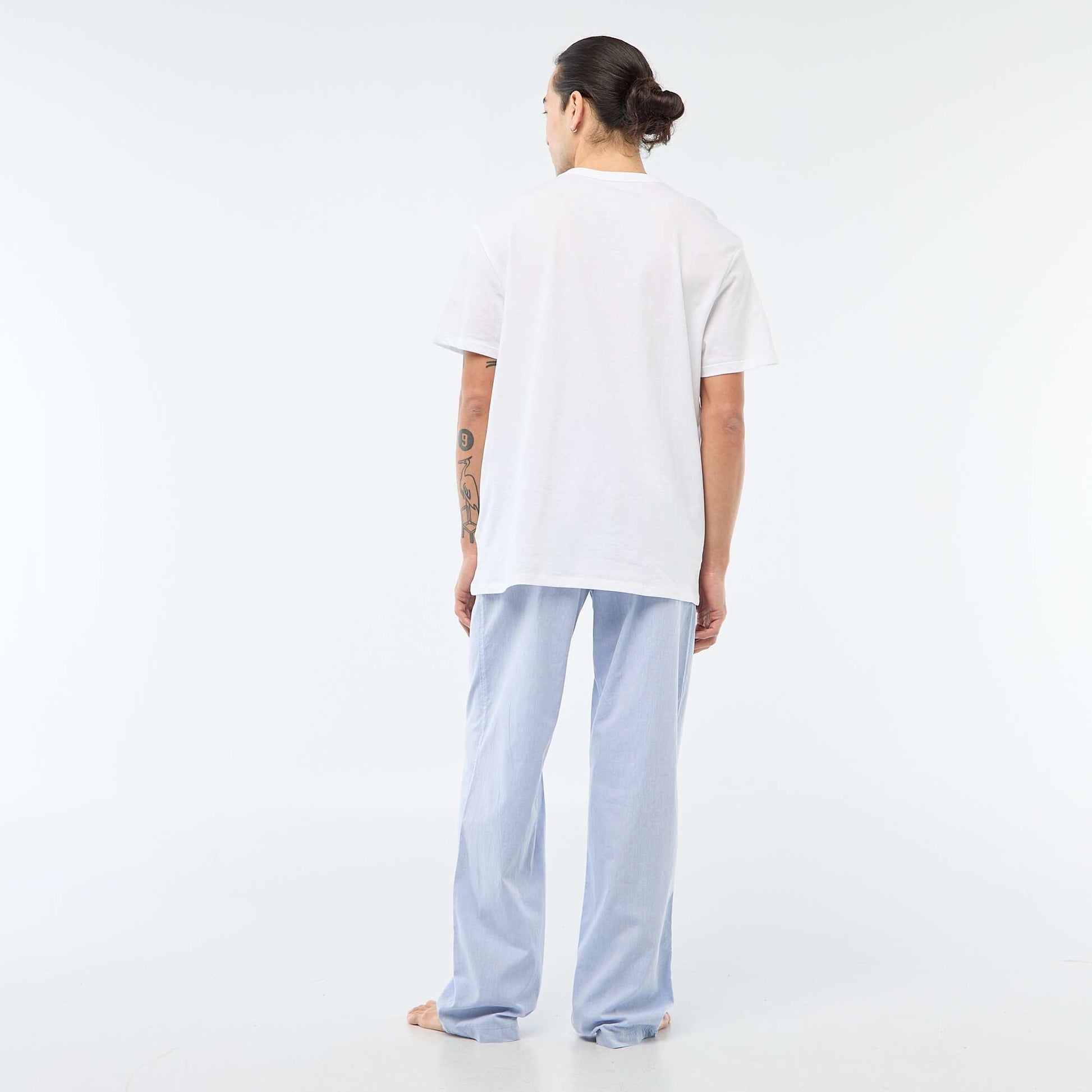 Pyjama long en popeline - 2 pièces BLEU/BLANC
