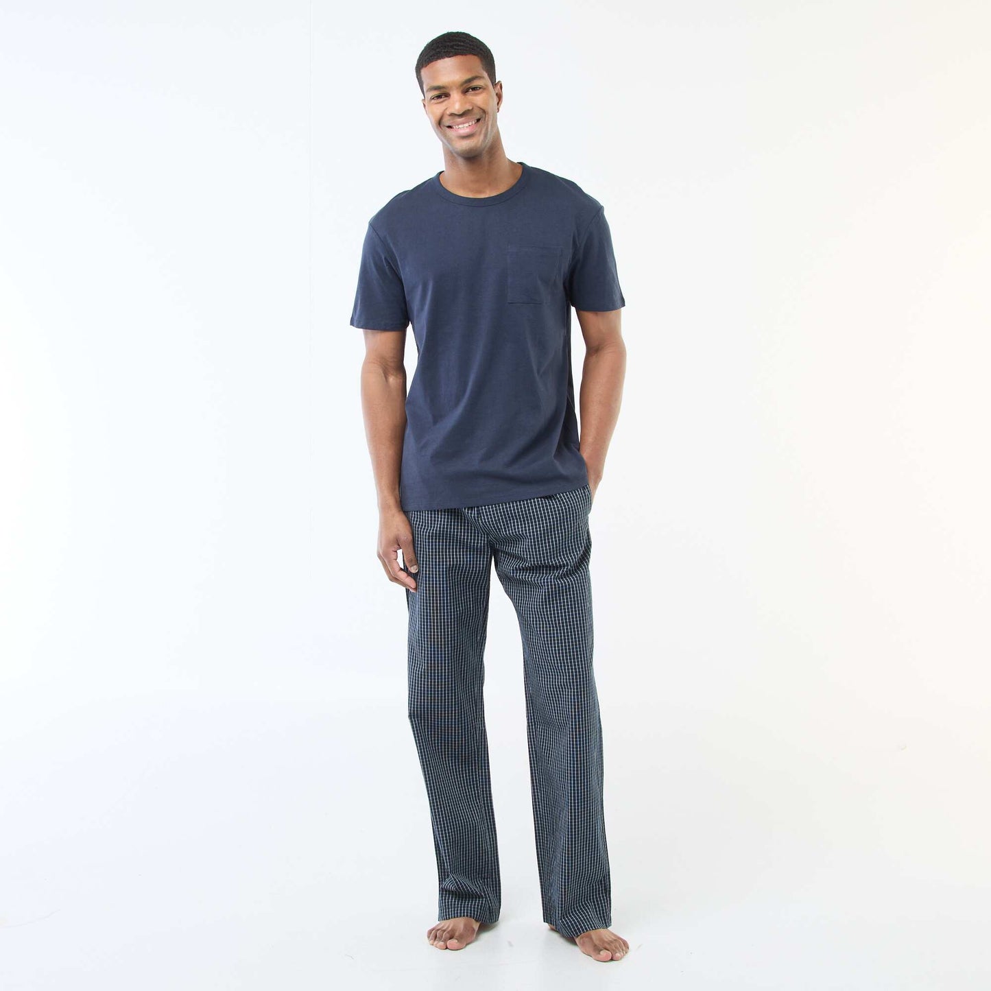 Pyjama long en popeline - 2 pièces BLEU