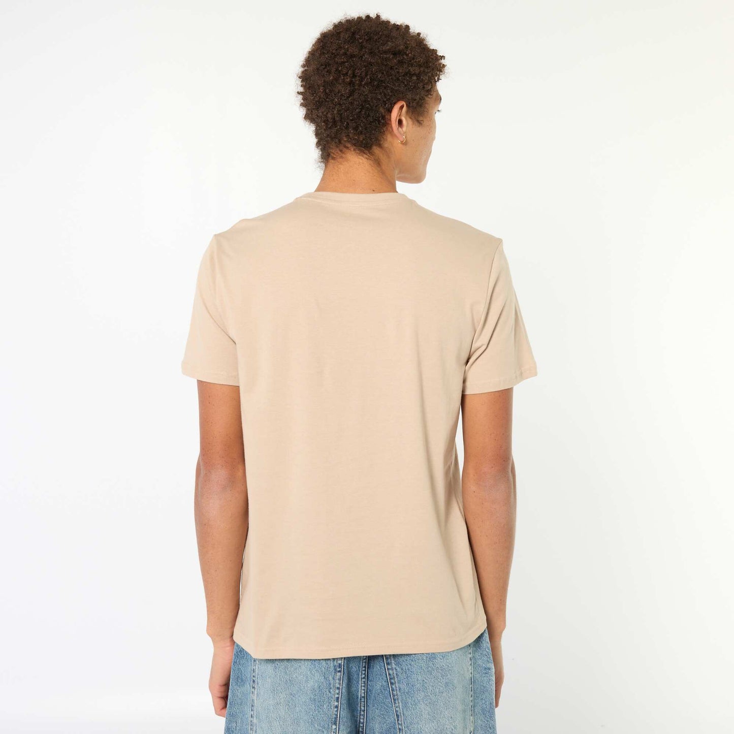 T-shirt imprimé en coton uni BEIGE